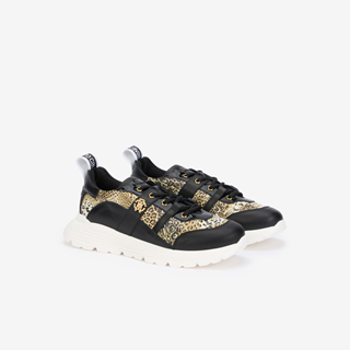 Outlet price €228 - Black sneakers gold logo